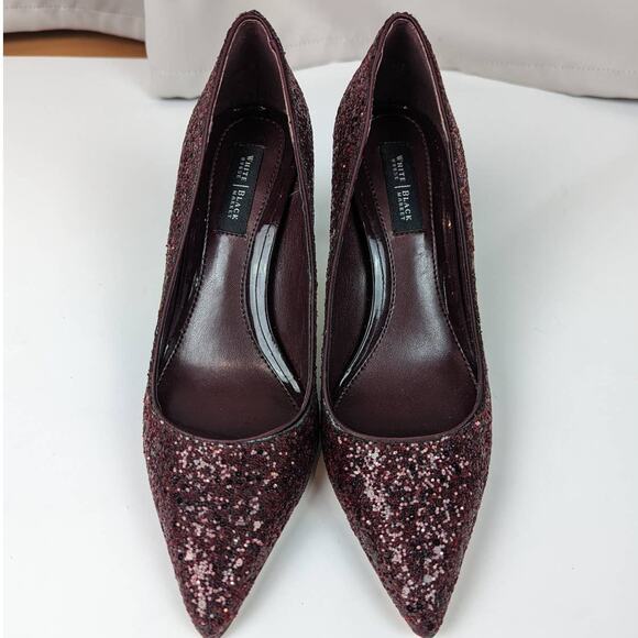 WHBM Glitter Pumps Burgundy Size 5.5 - Picture 6 of 10